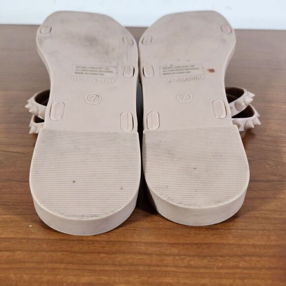 Steve Madden Sandals Size 7 Selina Strappy Spike Studded Slip On Blush - Picture 10 of 12